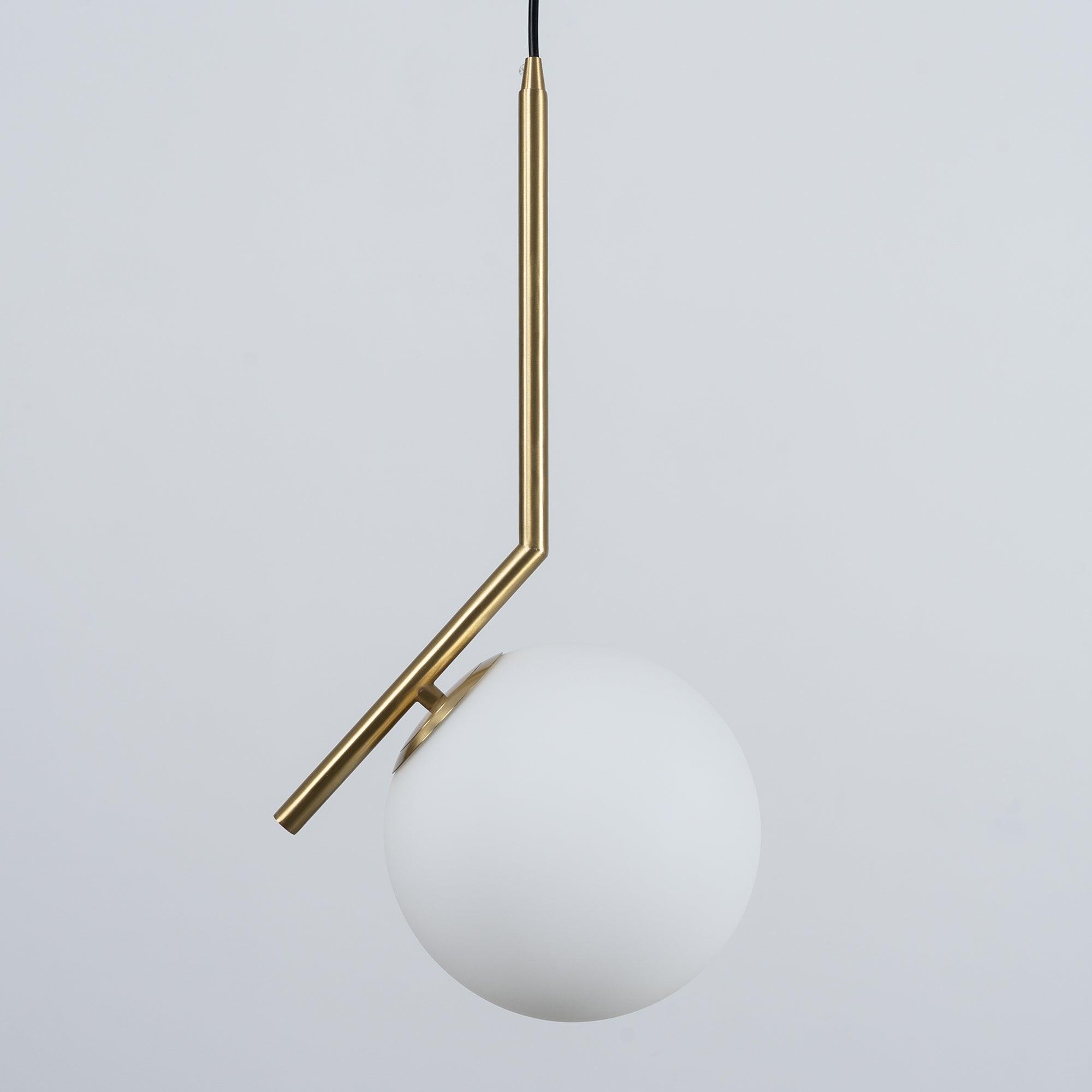 Contemporary Minimalist Equilibrium Glass Globe Pendant Light with Brass and Black Finishes