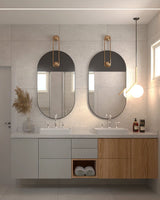 Contemporary Minimalist Equilibrium Glass Globe Pendant Light with Brass and Black Finishes