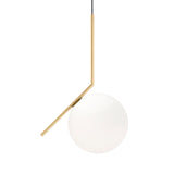 Contemporary Minimalist Equilibrium Glass Globe Pendant Light with Brass and Black Finishes