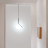 Contemporary Minimalist Equilibrium Glass Globe Pendant Light with Brass and Black Finishes