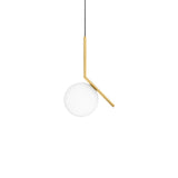 Contemporary Minimalist Equilibrium Glass Globe Pendant Light with Brass and Black Finishes