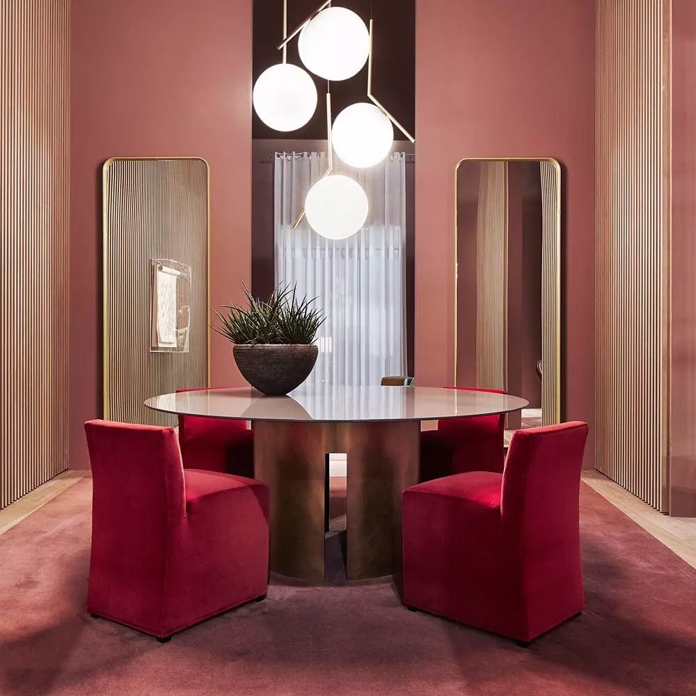 Contemporary Minimalist Equilibrium Glass Globe Pendant Light with Brass and Black Finishes