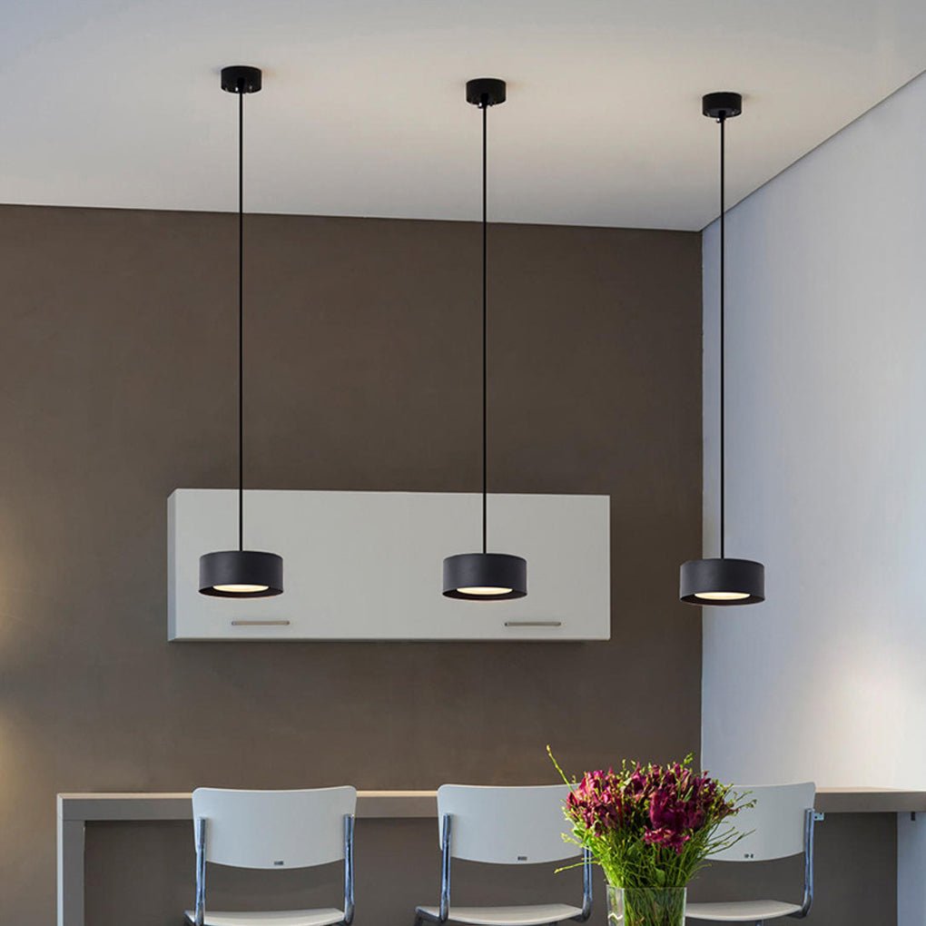 Contemporary Minimalist Iron Round Chandelier with Acrylic Shade for Dining Room and Living Room