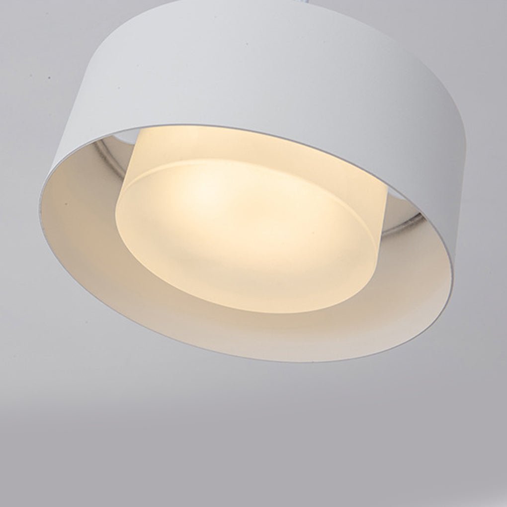 Contemporary Minimalist Iron Round Chandelier with Acrylic Shade for Dining Room and Living Room
