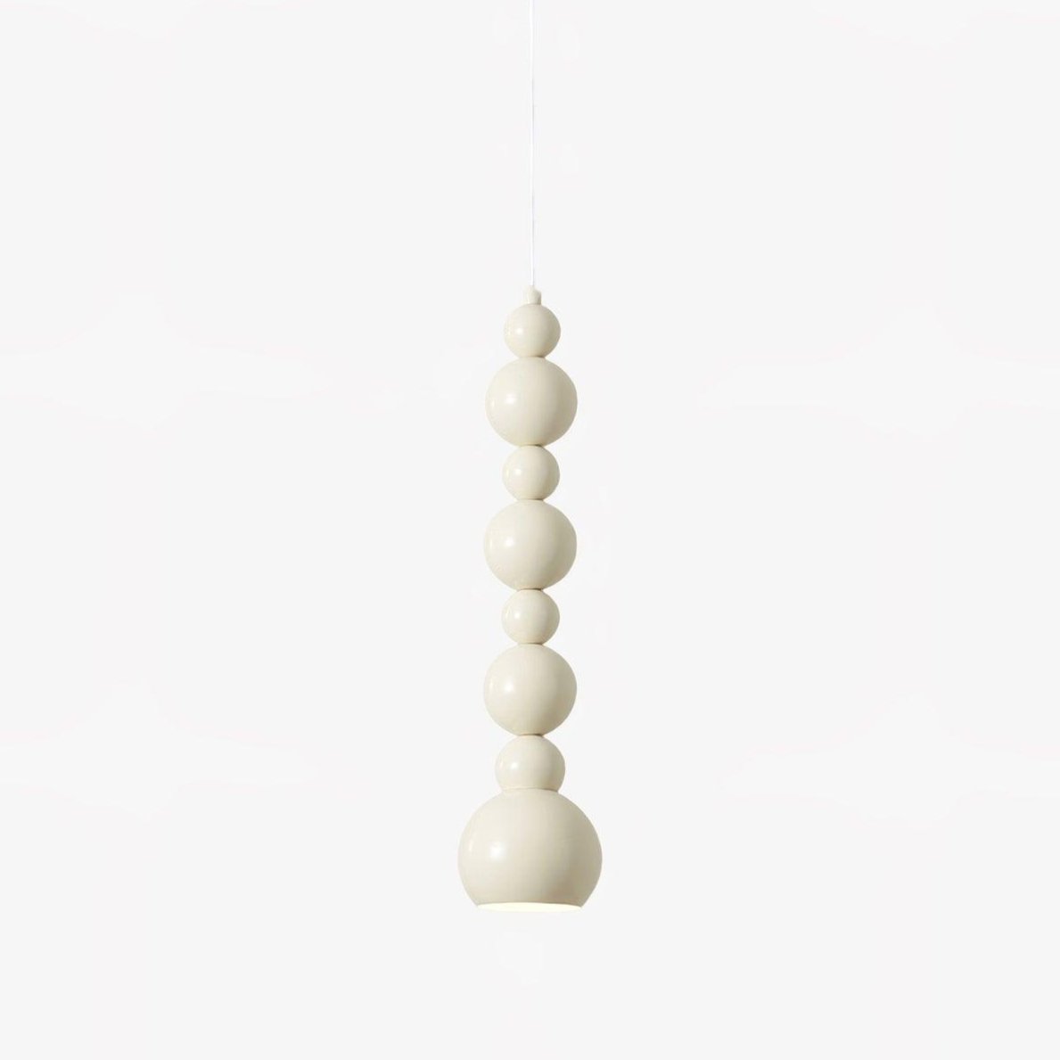 Contemporary Minimalist Sphere Ball Hanging Lamp in Beige Metal Finish