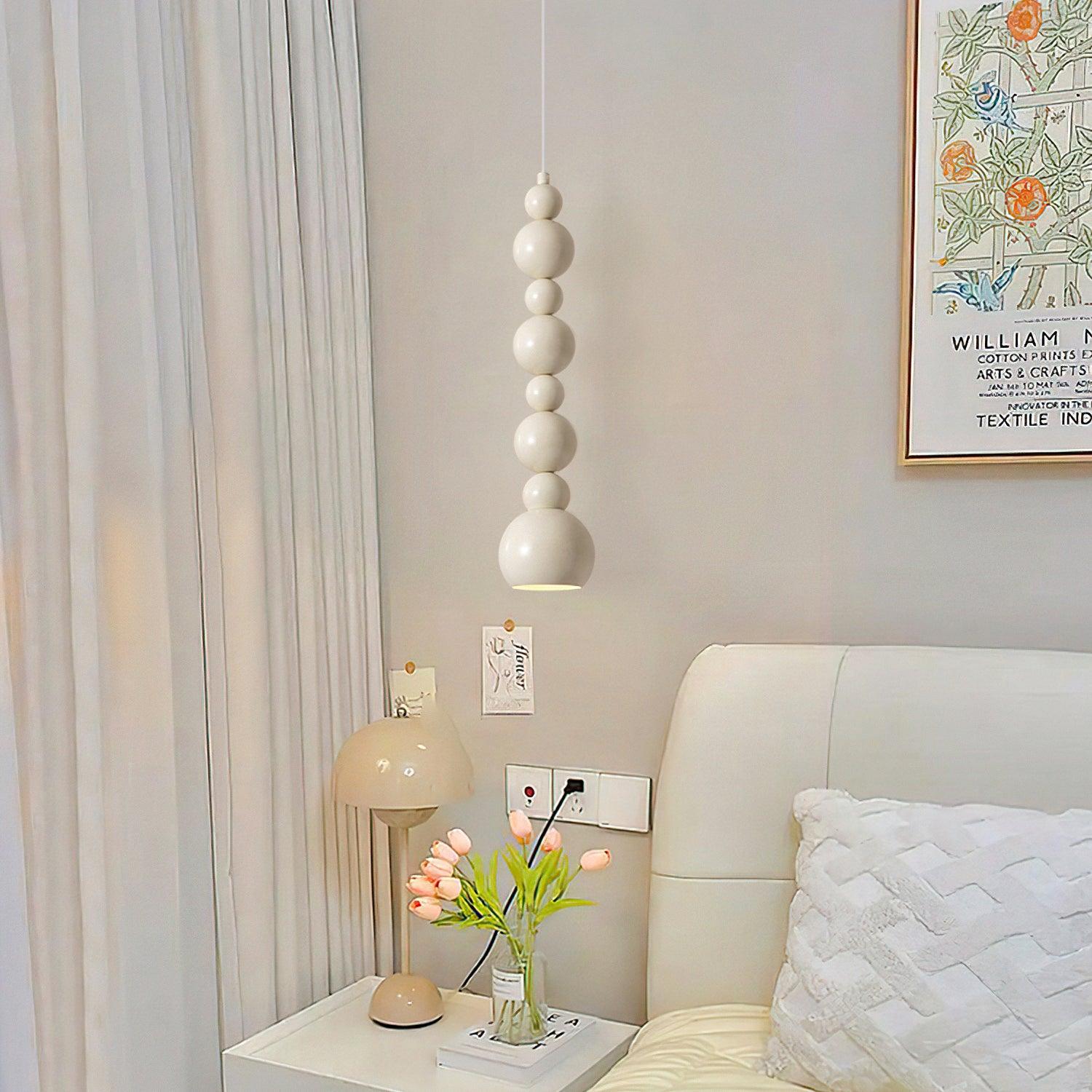 Contemporary Minimalist Sphere Ball Hanging Lamp in Beige Metal Finish