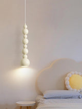 Contemporary Minimalist Sphere Ball Hanging Lamp in Beige Metal Finish