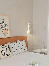Contemporary Minimalist Sphere Ball Hanging Lamp in Beige Metal Finish