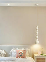 Contemporary Minimalist Sphere Ball Hanging Lamp in Beige Metal Finish