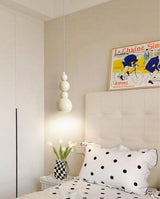Contemporary Minimalist Sphere Ball Hanging Lamp in Beige Metal Finish