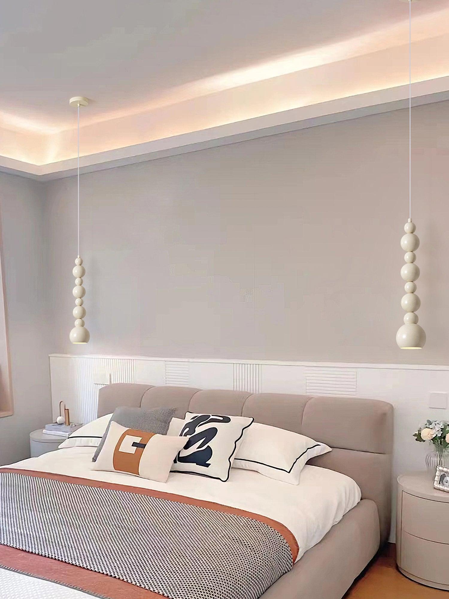 Contemporary Minimalist Sphere Ball Hanging Lamp in Beige Metal Finish