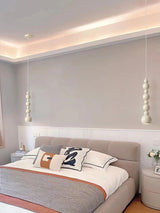 Contemporary Minimalist Sphere Ball Hanging Lamp in Beige Metal Finish