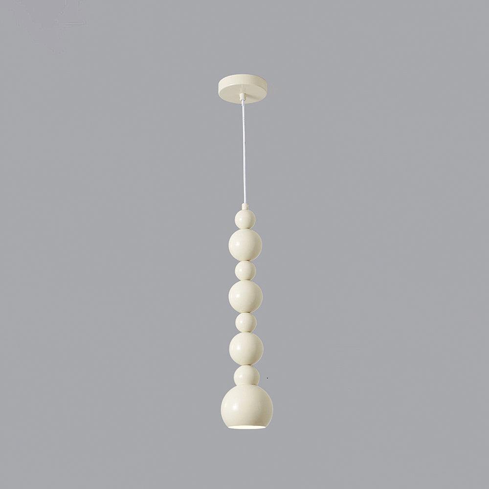 Contemporary Minimalist Sphere Ball Hanging Lamp in Beige Metal Finish