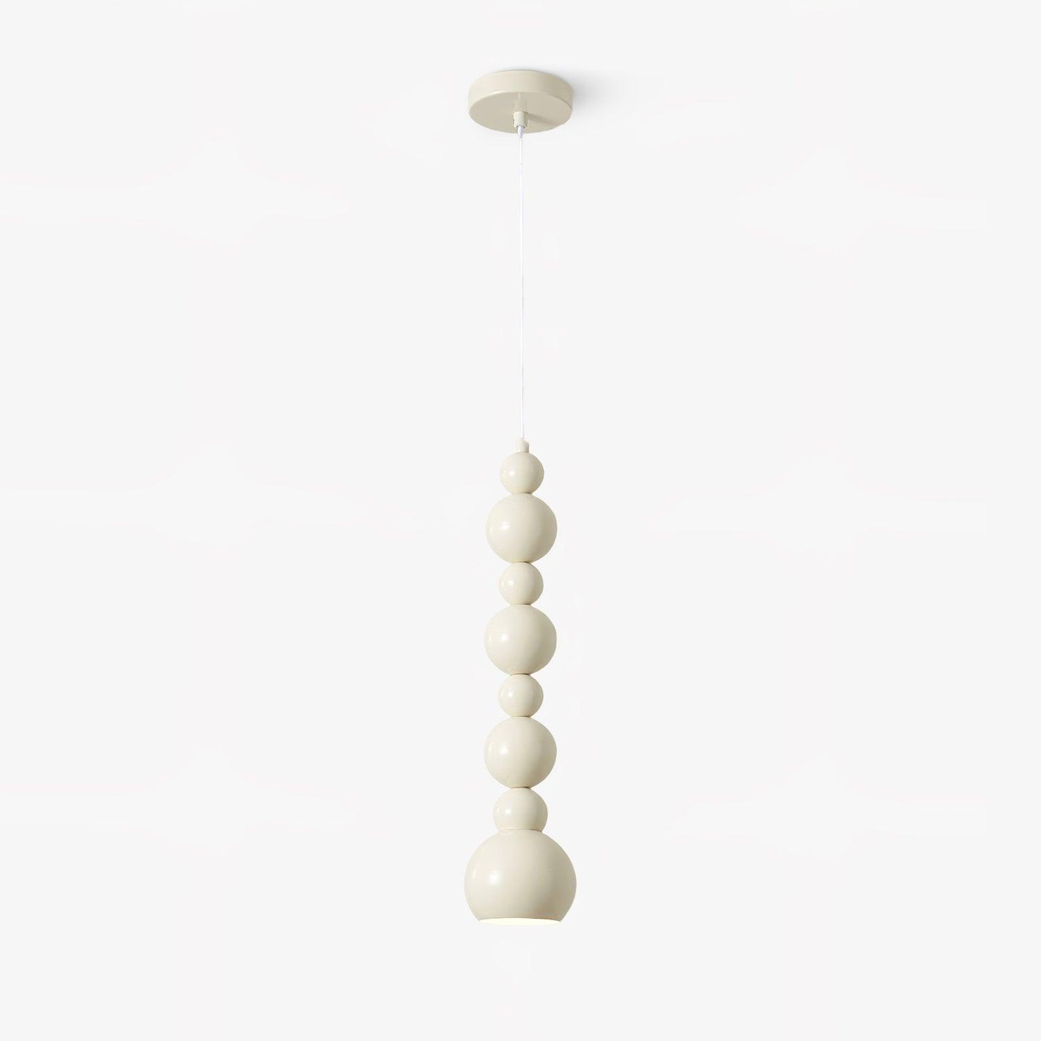 Contemporary Minimalist Sphere Ball Hanging Lamp in Beige Metal Finish