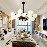Contemporary Nordic Glass Globe Cluster Chandelier for Modern Entryway and Living Room Lighting