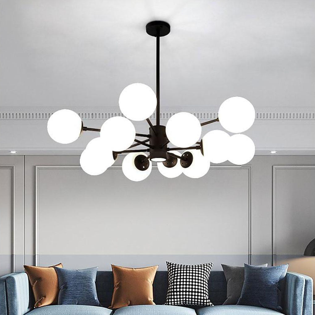 Contemporary Nordic Glass Globe Cluster Chandelier for Modern Entryway and Living Room Lighting