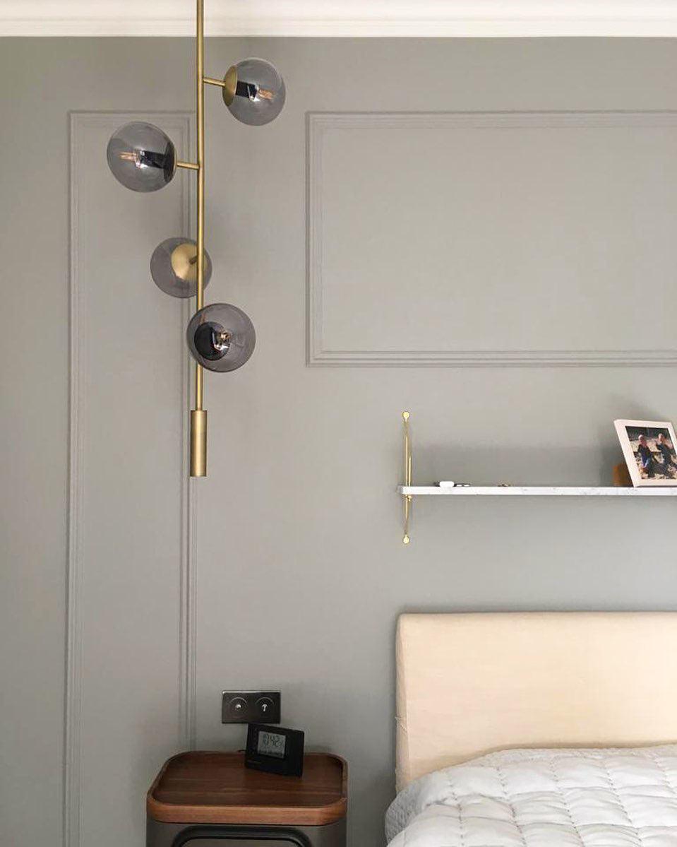 Contemporary Orb Glass Globe Vertical Pendant Light Brass and Glass Multi Light Fixture