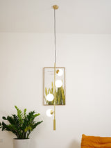 Contemporary Orb Glass Globe Vertical Pendant Light Brass and Glass Multi Light Fixture