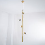 Contemporary Orb Glass Globe Vertical Pendant Light Brass and Glass Multi Light Fixture