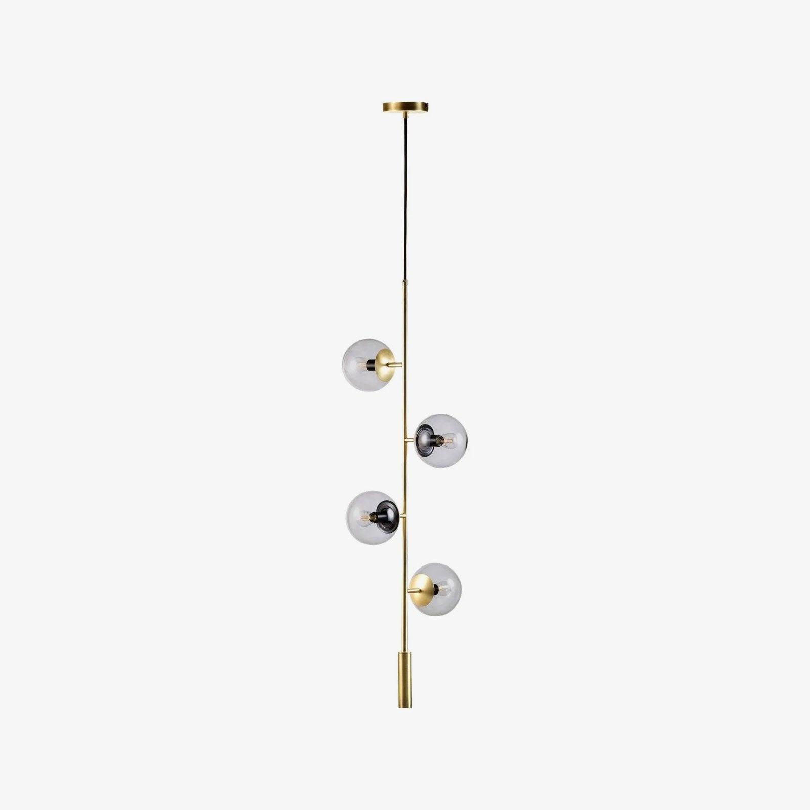 Contemporary Orb Glass Globe Vertical Pendant Light Brass and Glass Multi Light Fixture
