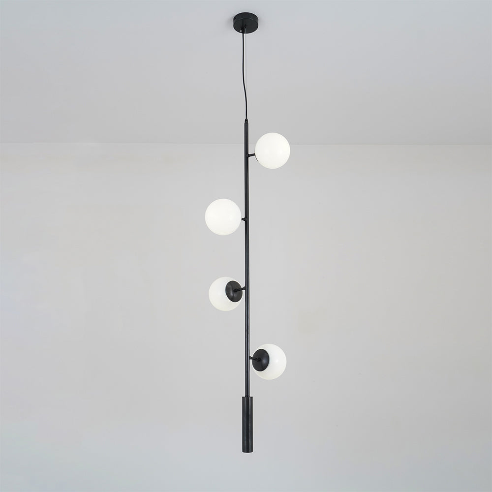 Contemporary Orb Glass Globe Vertical Pendant Light Brass and Glass Multi Light Fixture