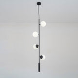 Contemporary Orb Glass Globe Vertical Pendant Light Brass and Glass Multi Light Fixture