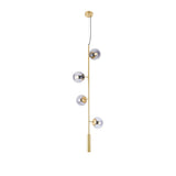 Contemporary Orb Glass Globe Vertical Pendant Light Brass and Glass Multi Light Fixture