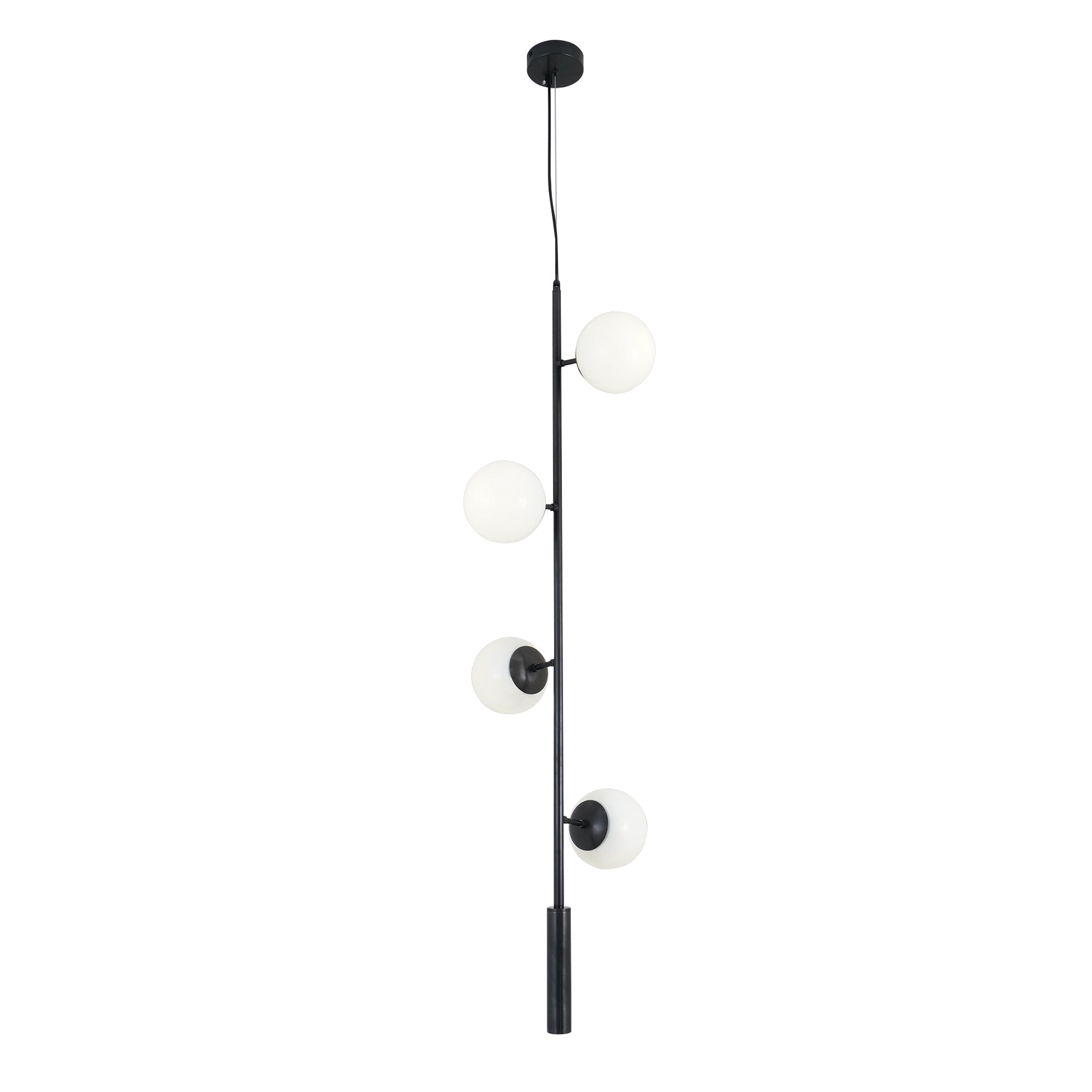 Contemporary Orb Glass Globe Vertical Pendant Light Brass and Glass Multi Light Fixture