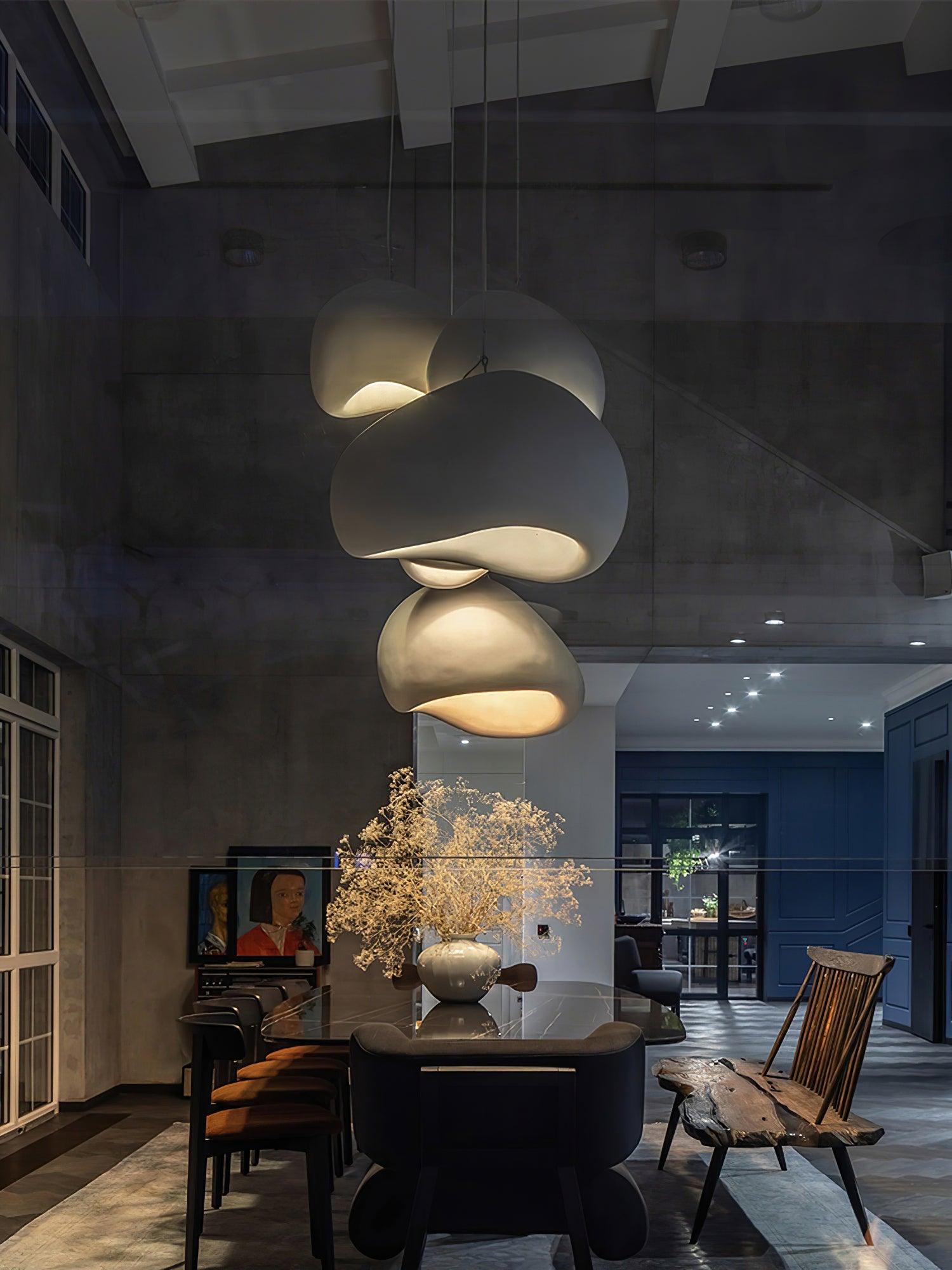 Contemporary Organic Cloud Pendant Light Spherical Ethereal Hanging Lamp