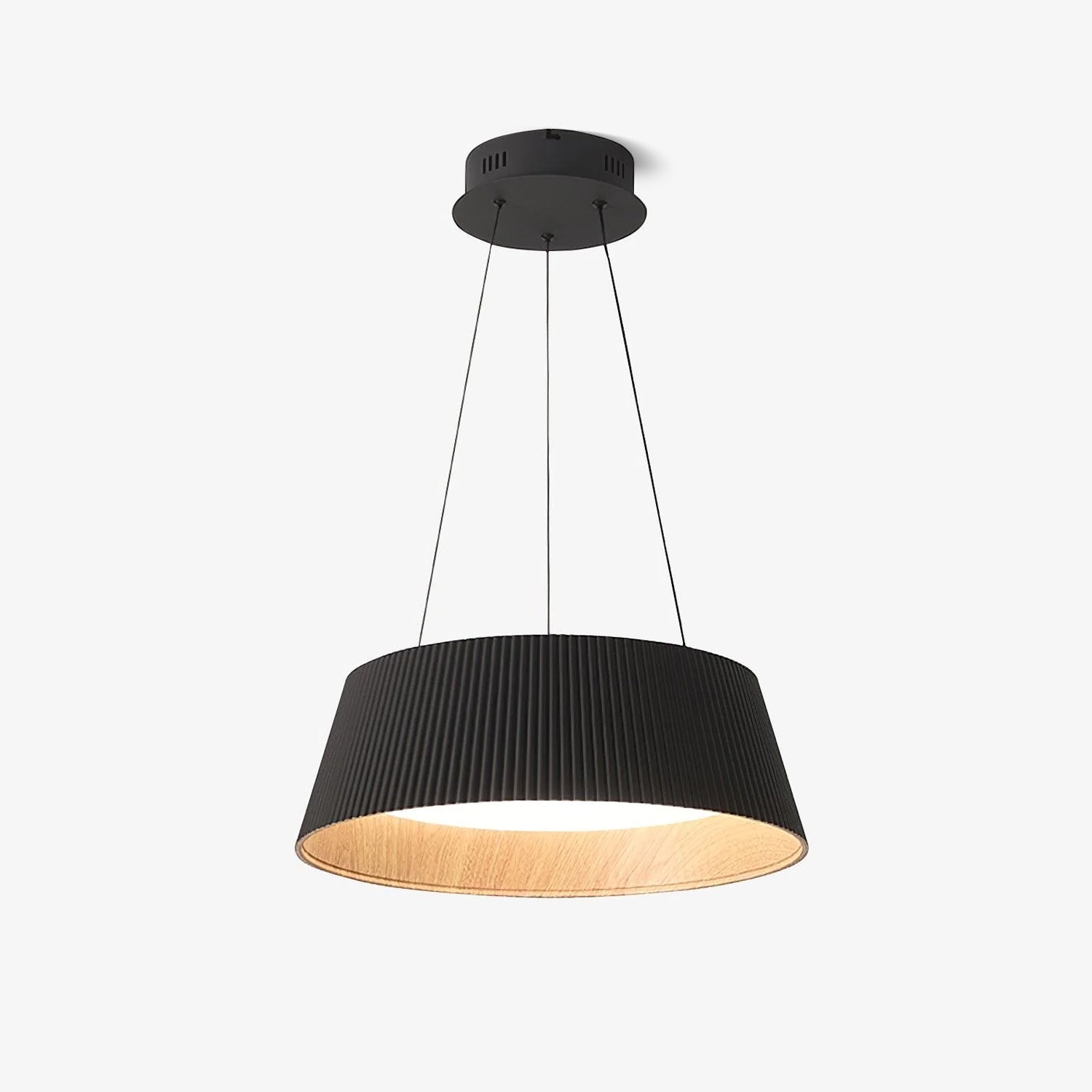 Contemporary Ribbed Metal LED Pendant Light with Acrylic Diffuser and Adjustable Cable