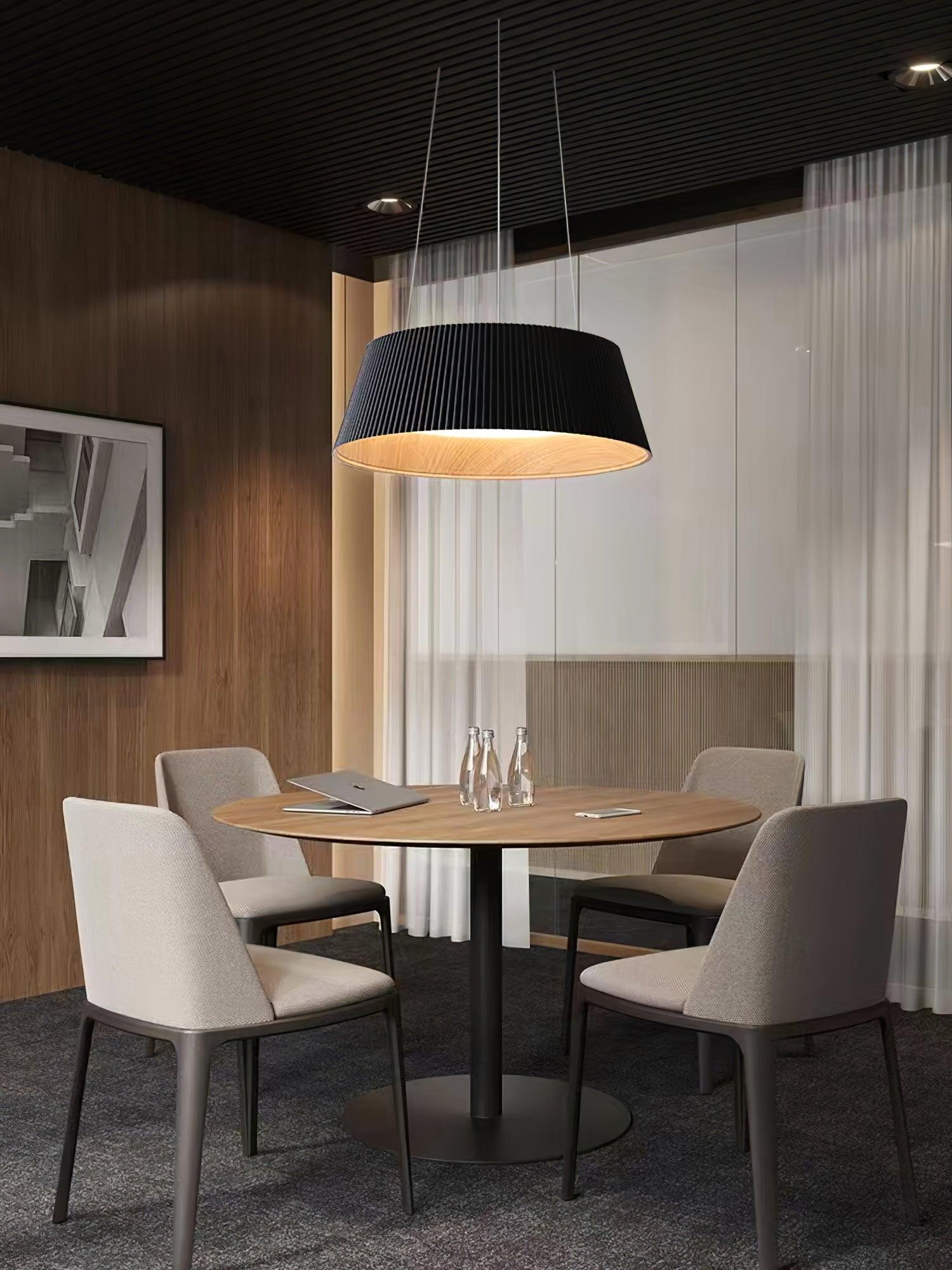 Contemporary Ribbed Metal LED Pendant Light with Acrylic Diffuser and Adjustable Cable