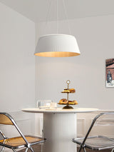 Contemporary Ribbed Metal LED Pendant Light with Acrylic Diffuser and Adjustable Cable