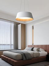 Contemporary Ribbed Metal LED Pendant Light with Acrylic Diffuser and Adjustable Cable