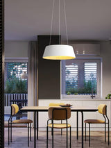 Contemporary Ribbed Metal LED Pendant Light with Acrylic Diffuser and Adjustable Cable