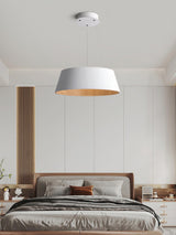 Contemporary Ribbed Metal LED Pendant Light with Acrylic Diffuser and Adjustable Cable