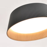 Contemporary Ribbed Metal LED Pendant Light with Acrylic Diffuser and Adjustable Cable