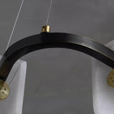 Contemporary Round Alabaster Stone Ring Chandelier with Brass Accents and Integrated LED Lighting