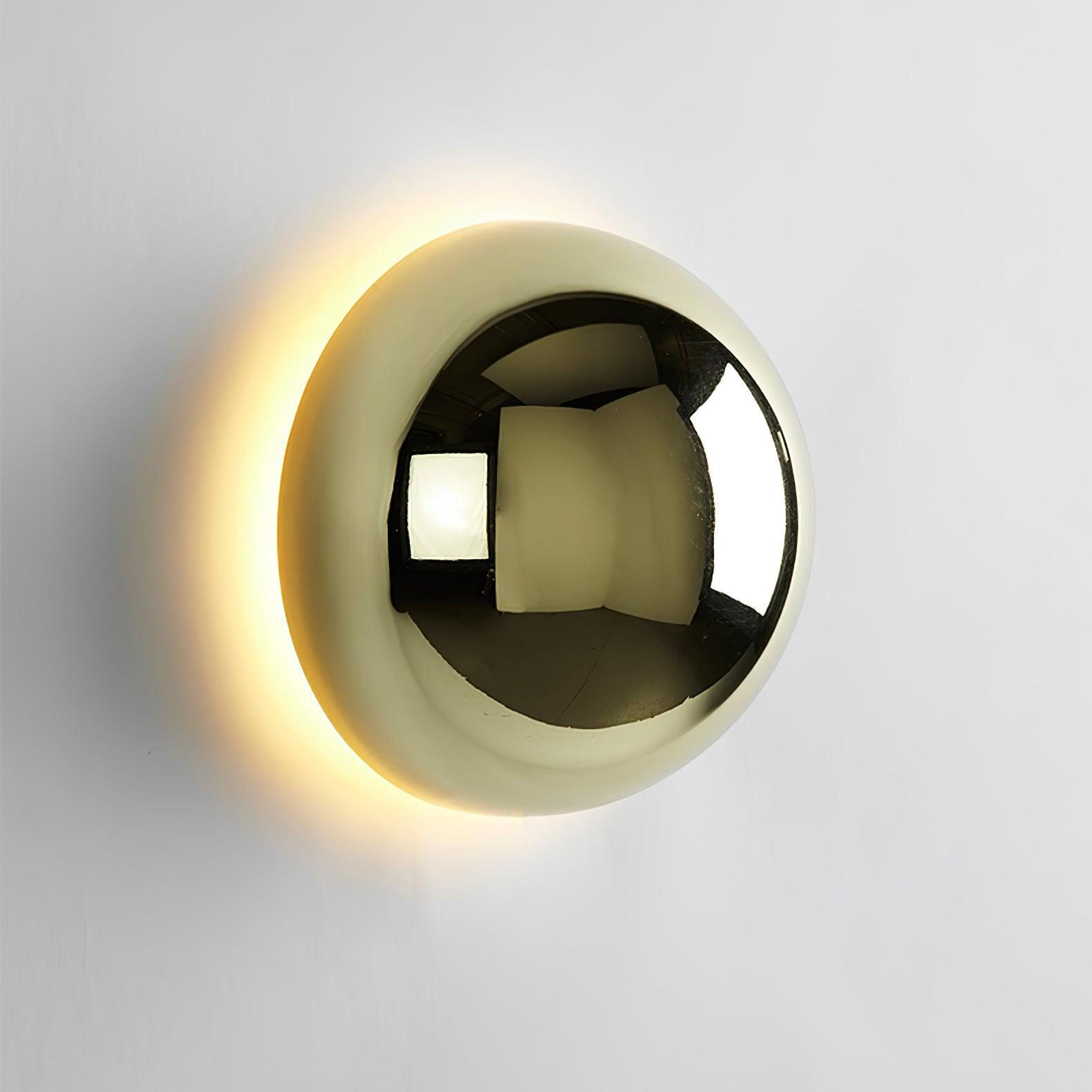 Contemporary Sphere Wall Lamp with Mirror Finish Glossy Gold LED Sconce for Home Interior
