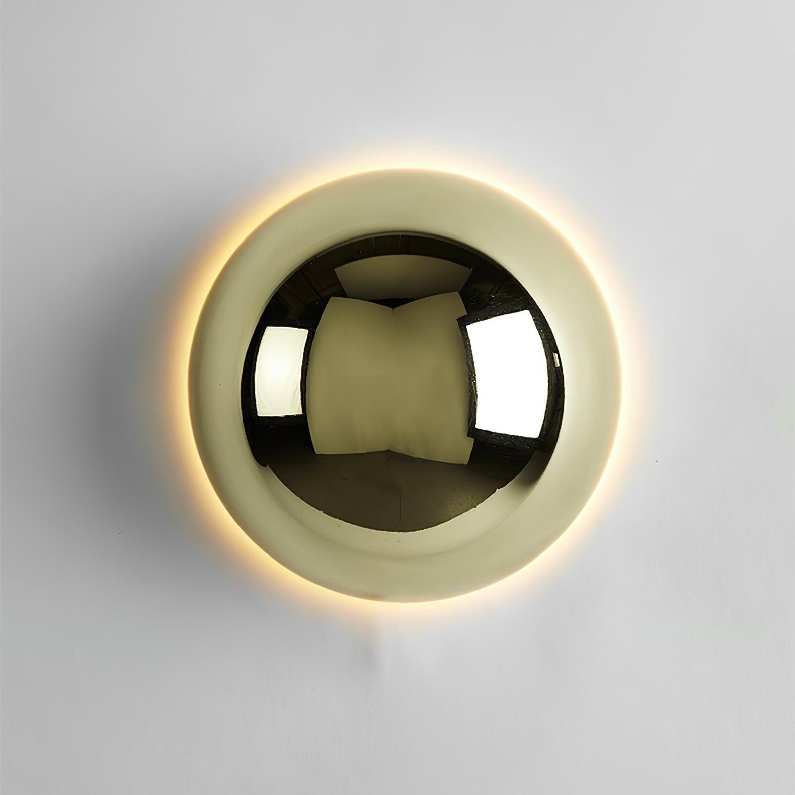 Contemporary Sphere Wall Lamp with Mirror Finish Glossy Gold LED Sconce for Home Interior