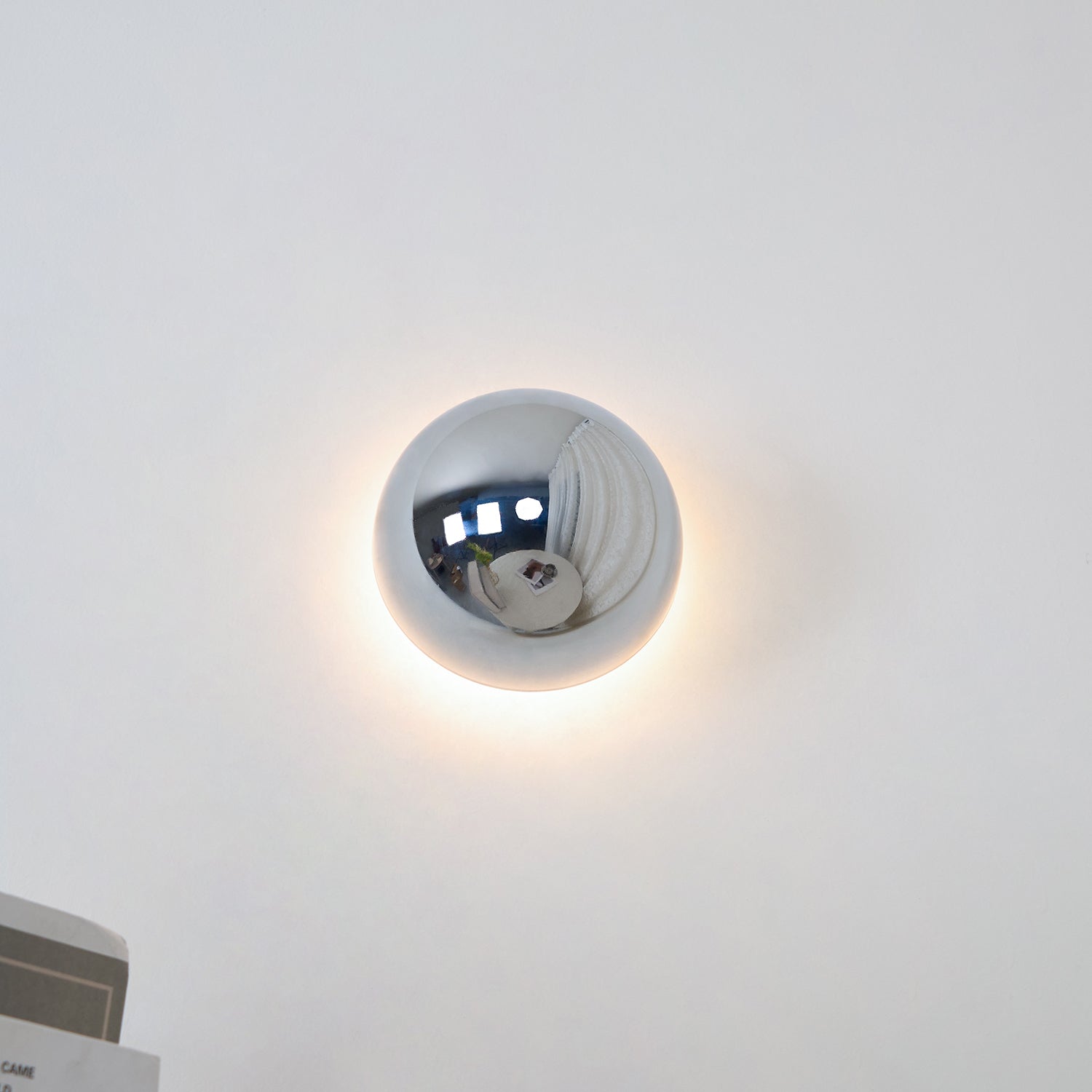Contemporary Sphere Wall Lamp with Mirror Finish Glossy Gold LED Sconce for Home Interior