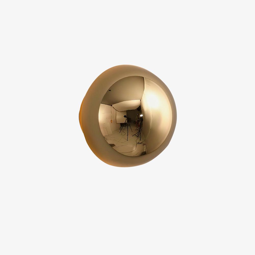 Contemporary Sphere Wall Lamp with Mirror Finish Glossy Gold LED Sconce for Home Interior