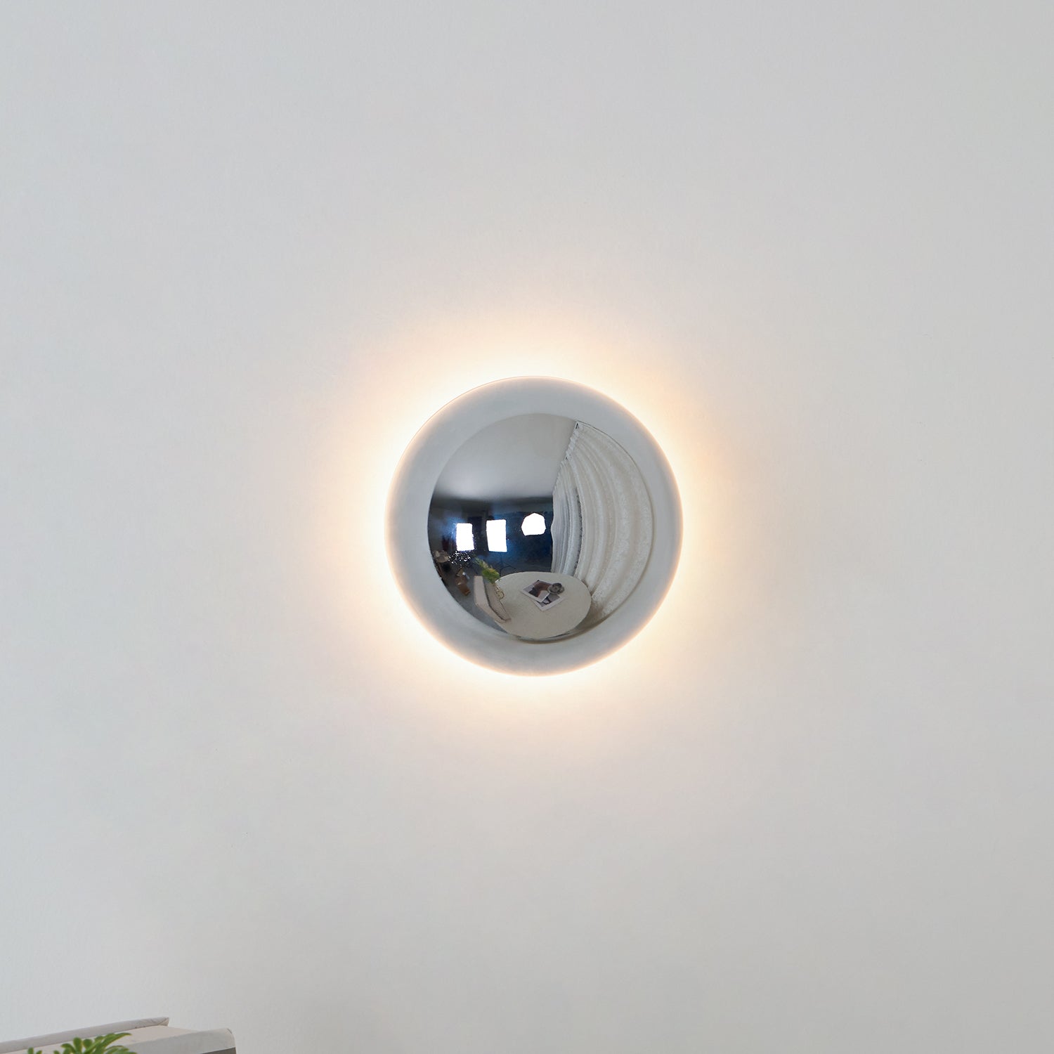 Contemporary Sphere Wall Lamp with Mirror Finish Glossy Gold LED Sconce for Home Interior