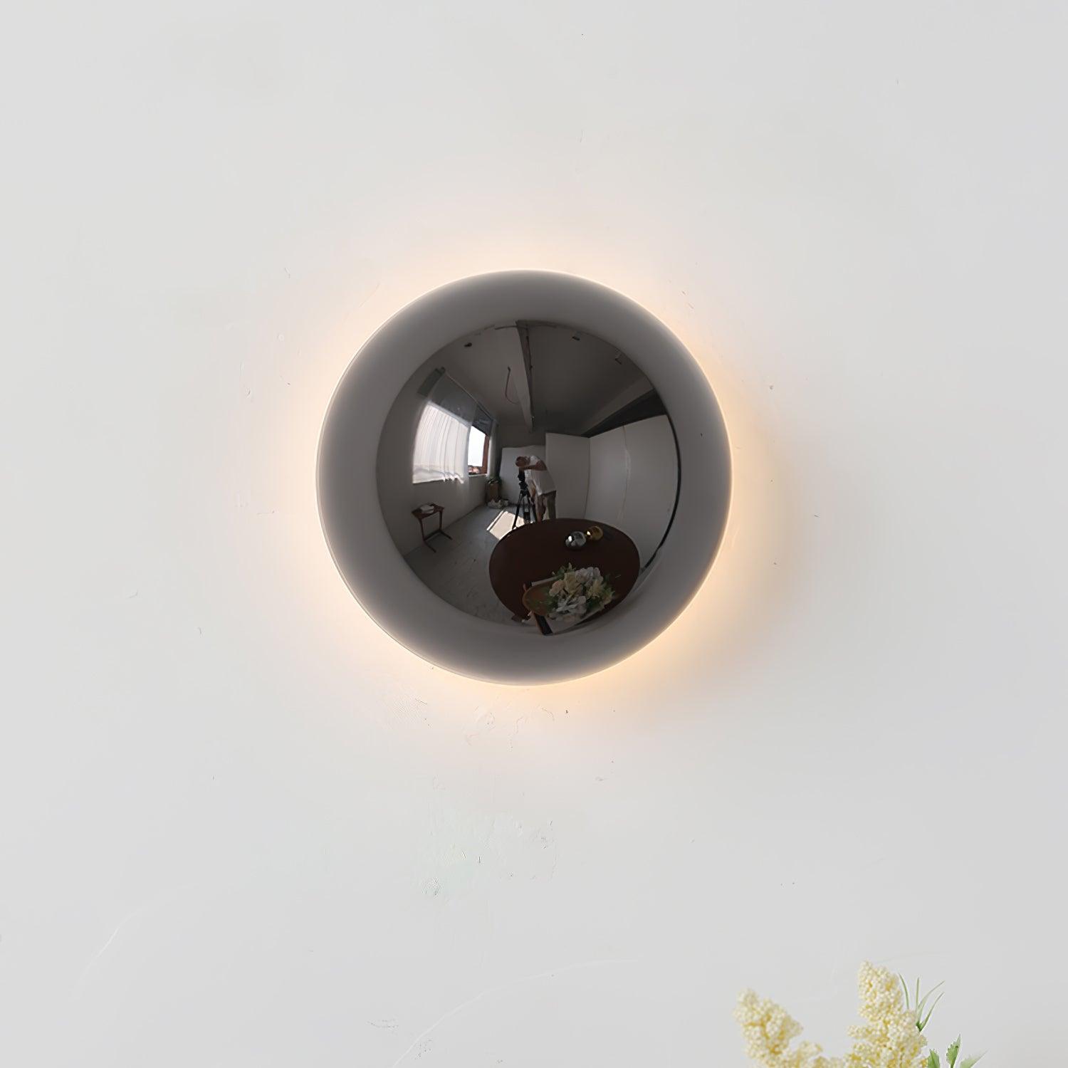 Contemporary Sphere Wall Lamp with Mirror Finish Glossy Gold LED Sconce for Home Interior