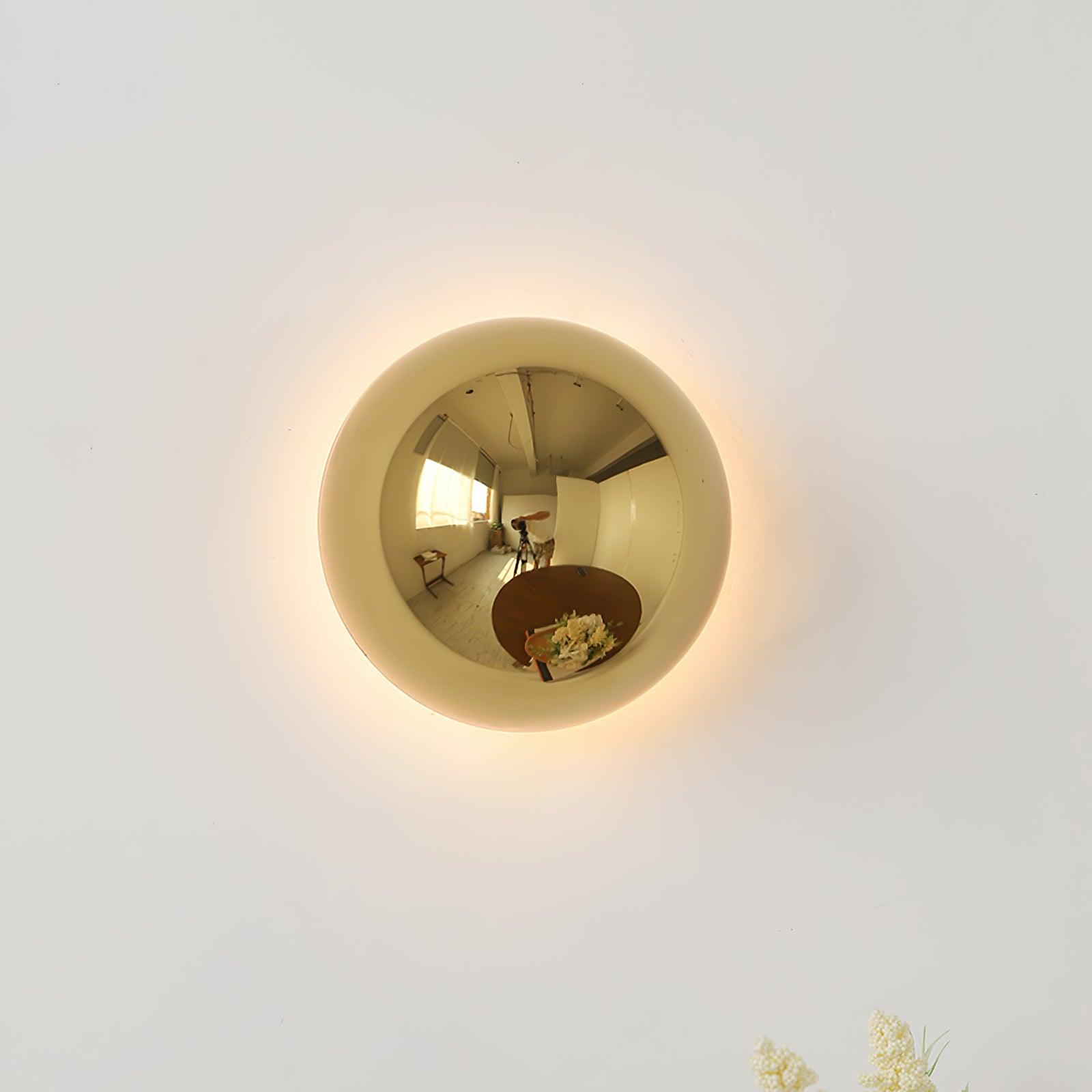 Contemporary Sphere Wall Lamp with Mirror Finish Glossy Gold LED Sconce for Home Interior