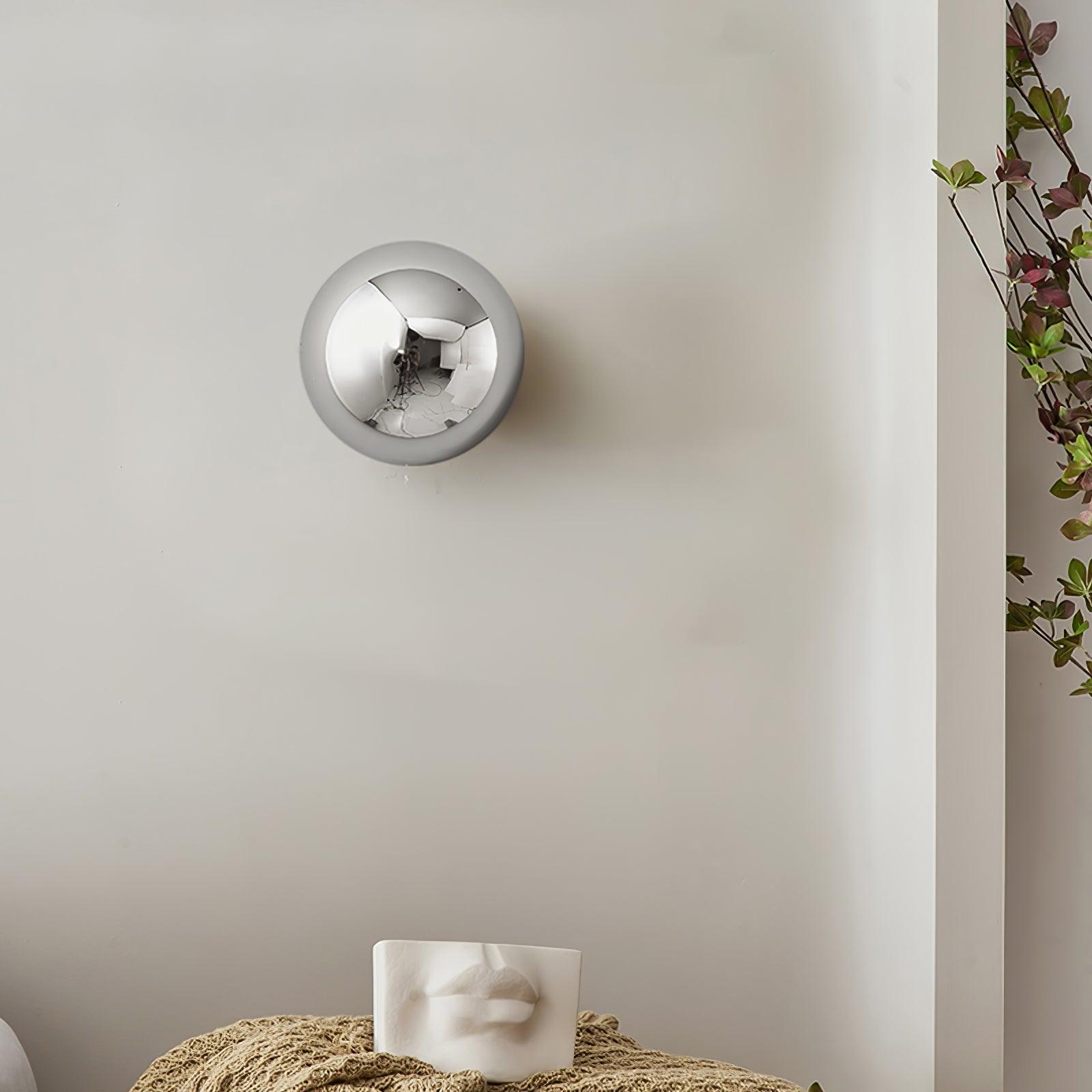 Contemporary Sphere Wall Lamp with Mirror Finish Glossy Gold LED Sconce for Home Interior
