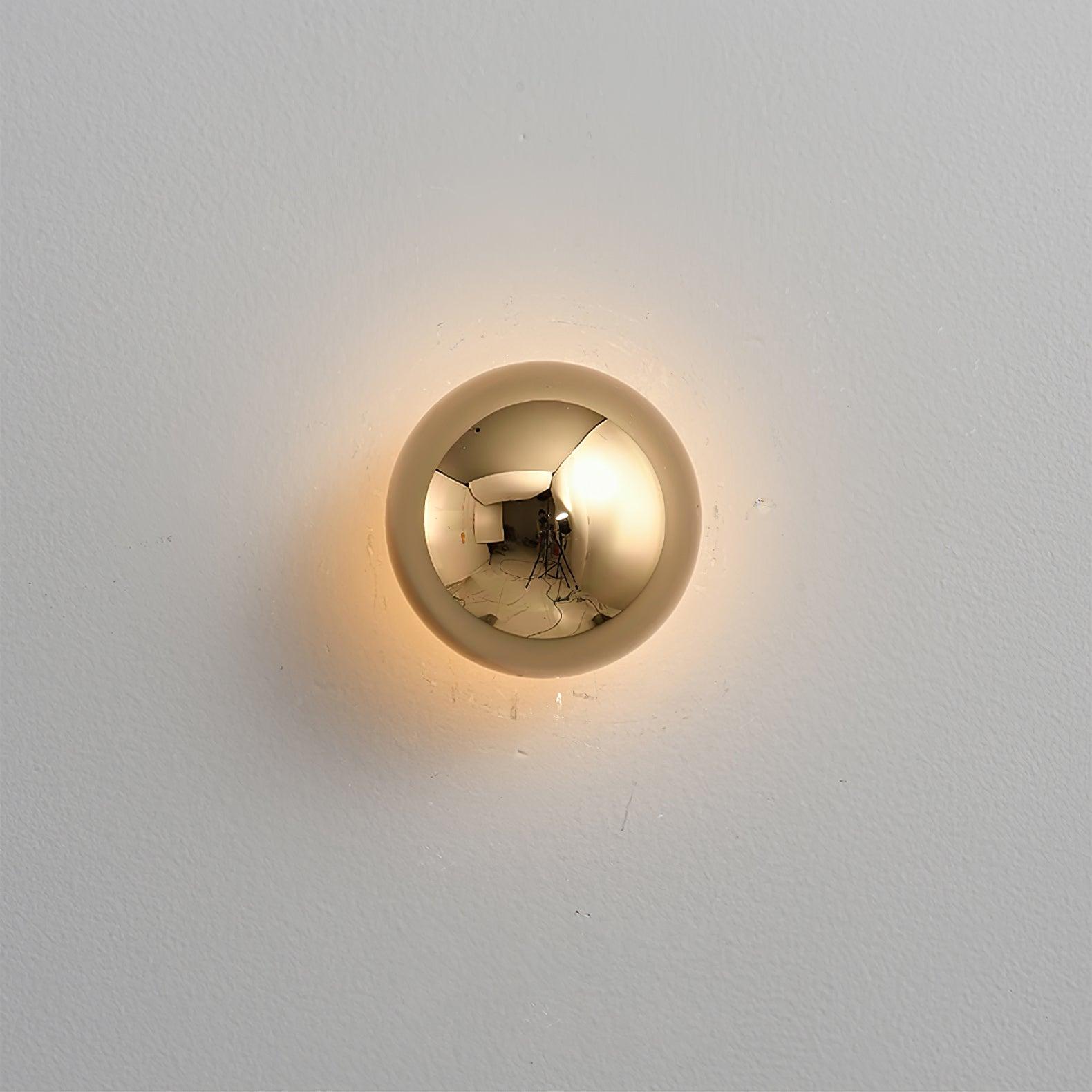 Contemporary Sphere Wall Lamp with Mirror Finish Glossy Gold LED Sconce for Home Interior