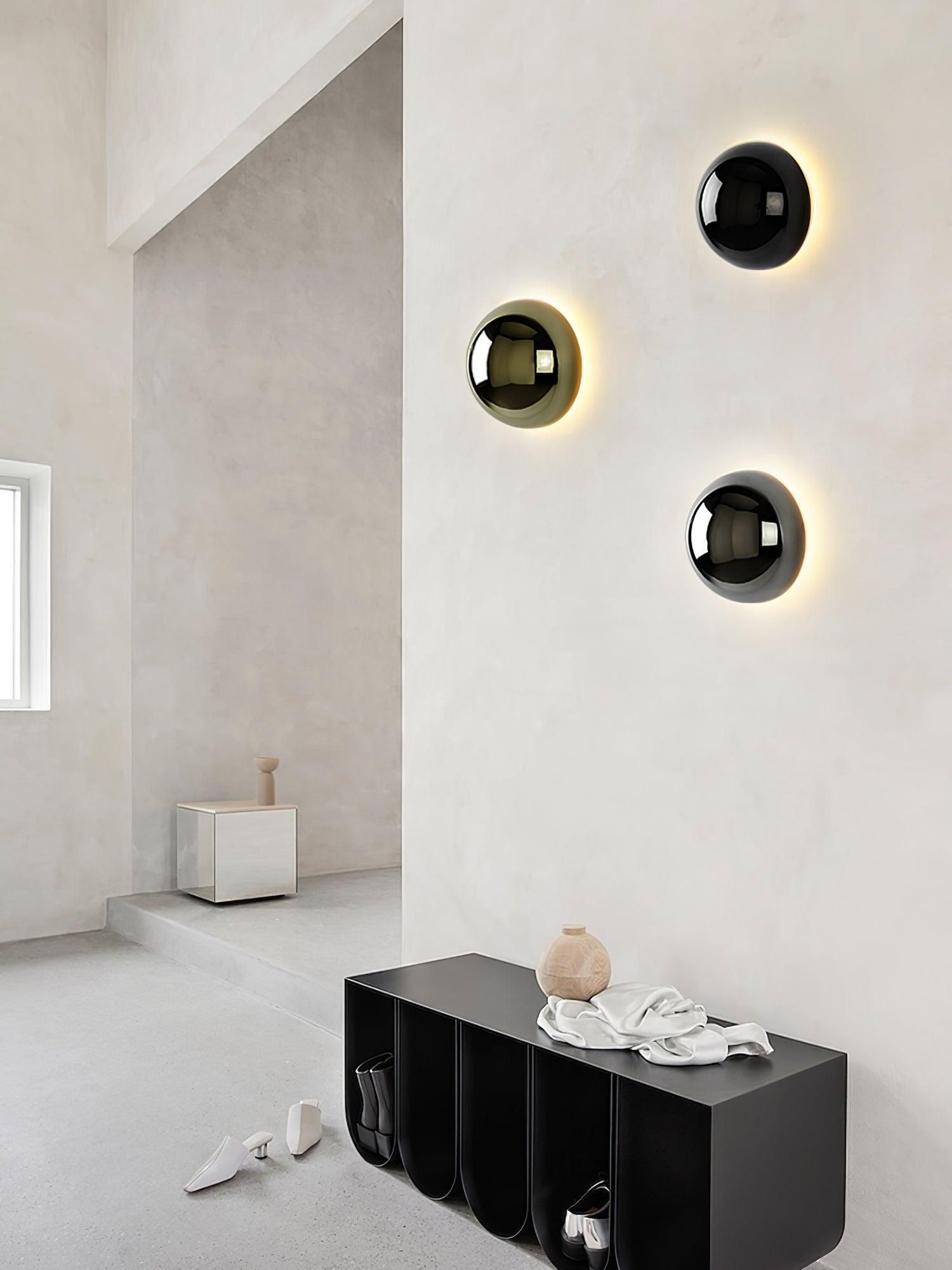 Contemporary Sphere Wall Lamp with Mirror Finish Glossy Gold LED Sconce for Home Interior