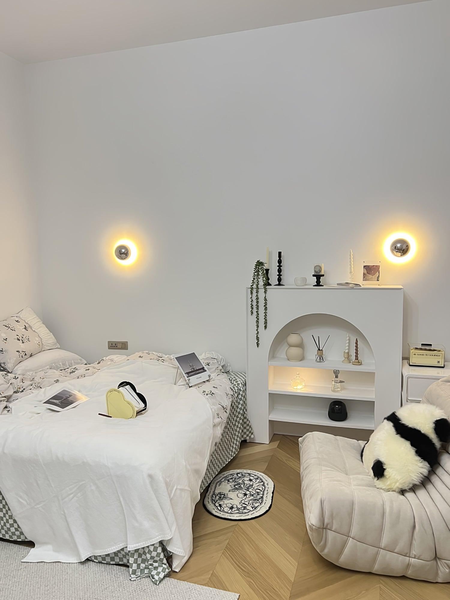 Contemporary Sphere Wall Lamp with Mirror Finish Glossy Gold LED Sconce for Home Interior