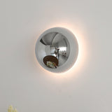 Contemporary Sphere Wall Lamp with Mirror Finish Glossy Gold LED Sconce for Home Interior