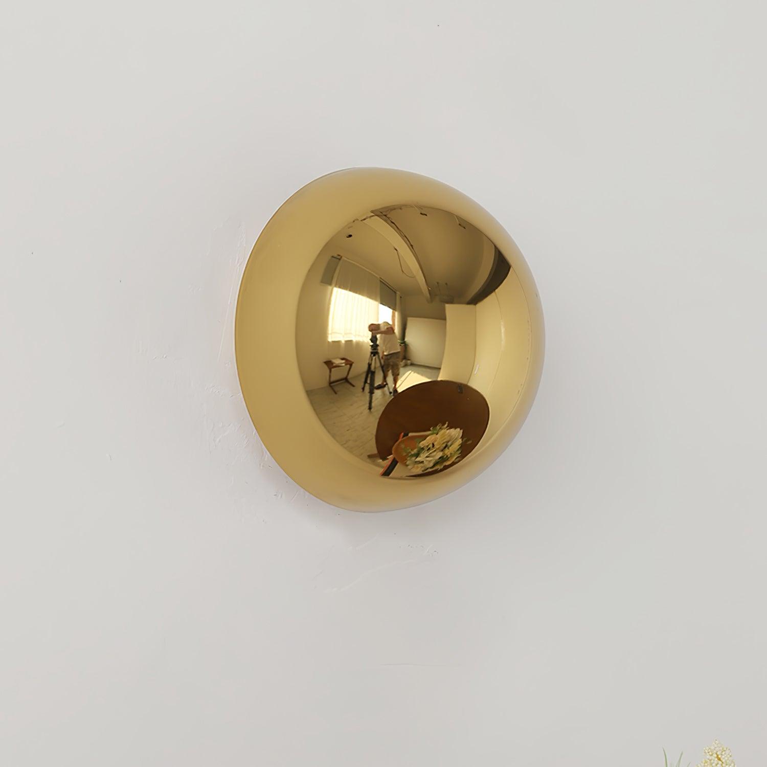 Contemporary Sphere Wall Lamp with Mirror Finish Glossy Gold LED Sconce for Home Interior